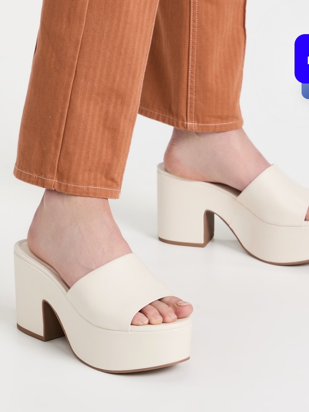 Larroude Cream Platform Slide Mules